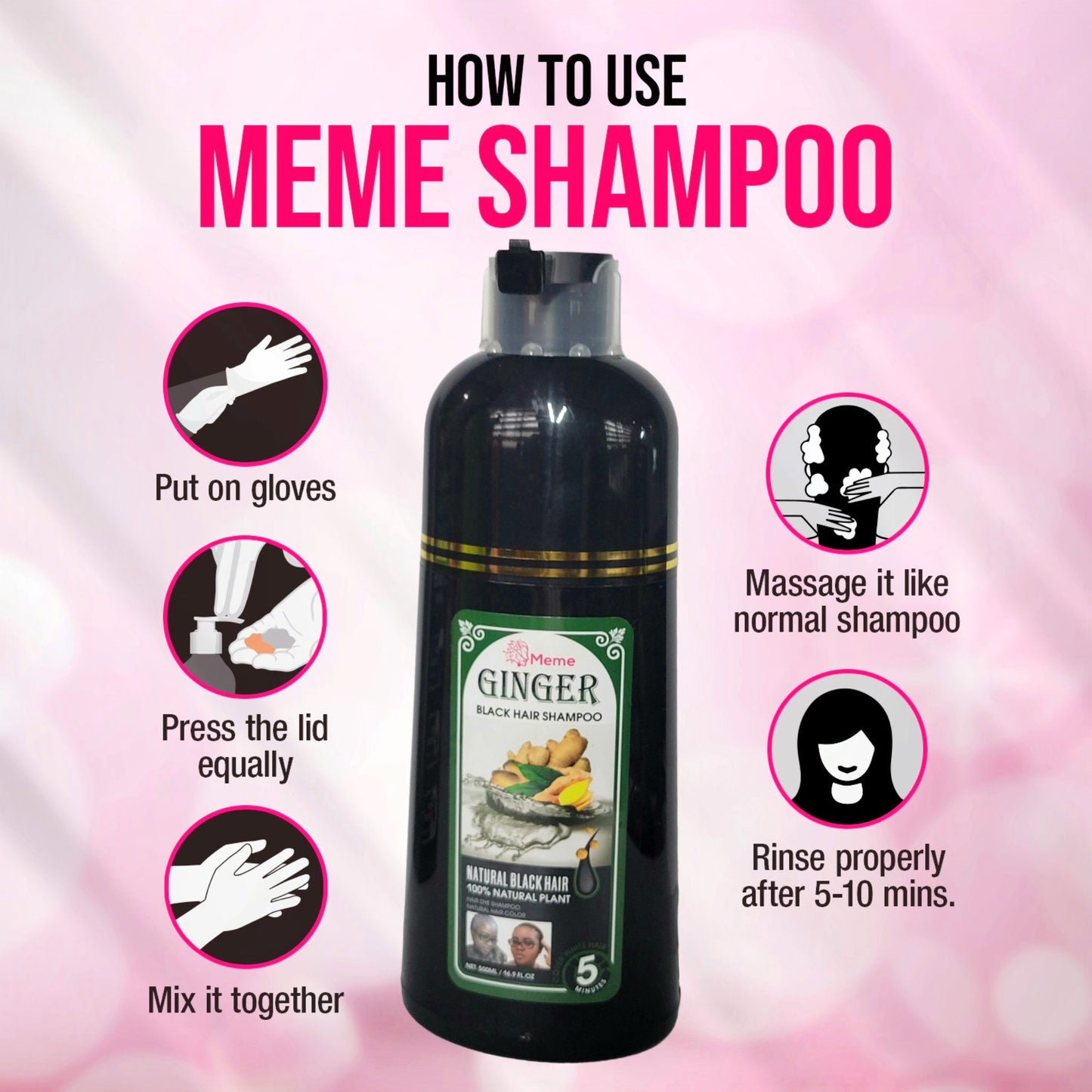 Ginger Black Dye Shampoo - Meme Beauty Depot