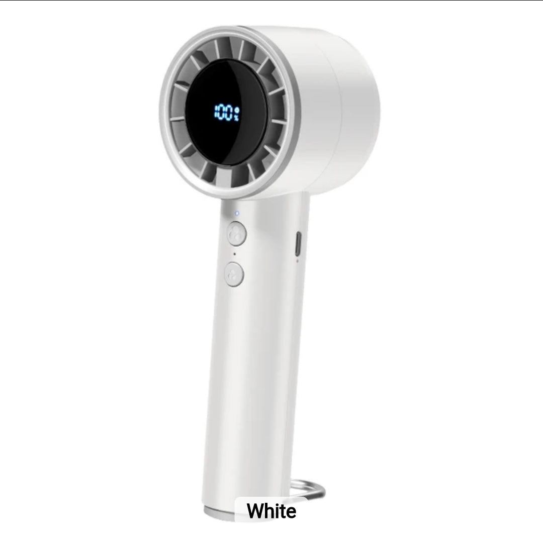 High Speed Handheld Fan Portable Mini Size, USB Rechargeable Travel Fan, 2000mAh Battery Powered Personal Cooling for Camping, Desk, and Outdoor Use.