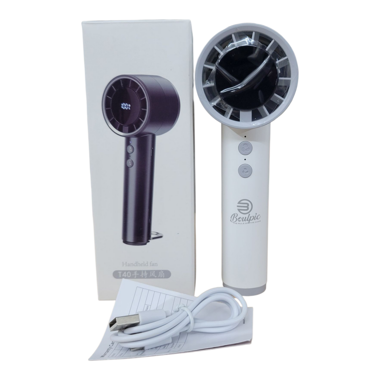 High Speed Handheld Fan Portable Mini Size, USB Rechargeable Travel Fan, 2000mAh Battery Powered Personal Cooling for Camping, Desk, and Outdoor Use.