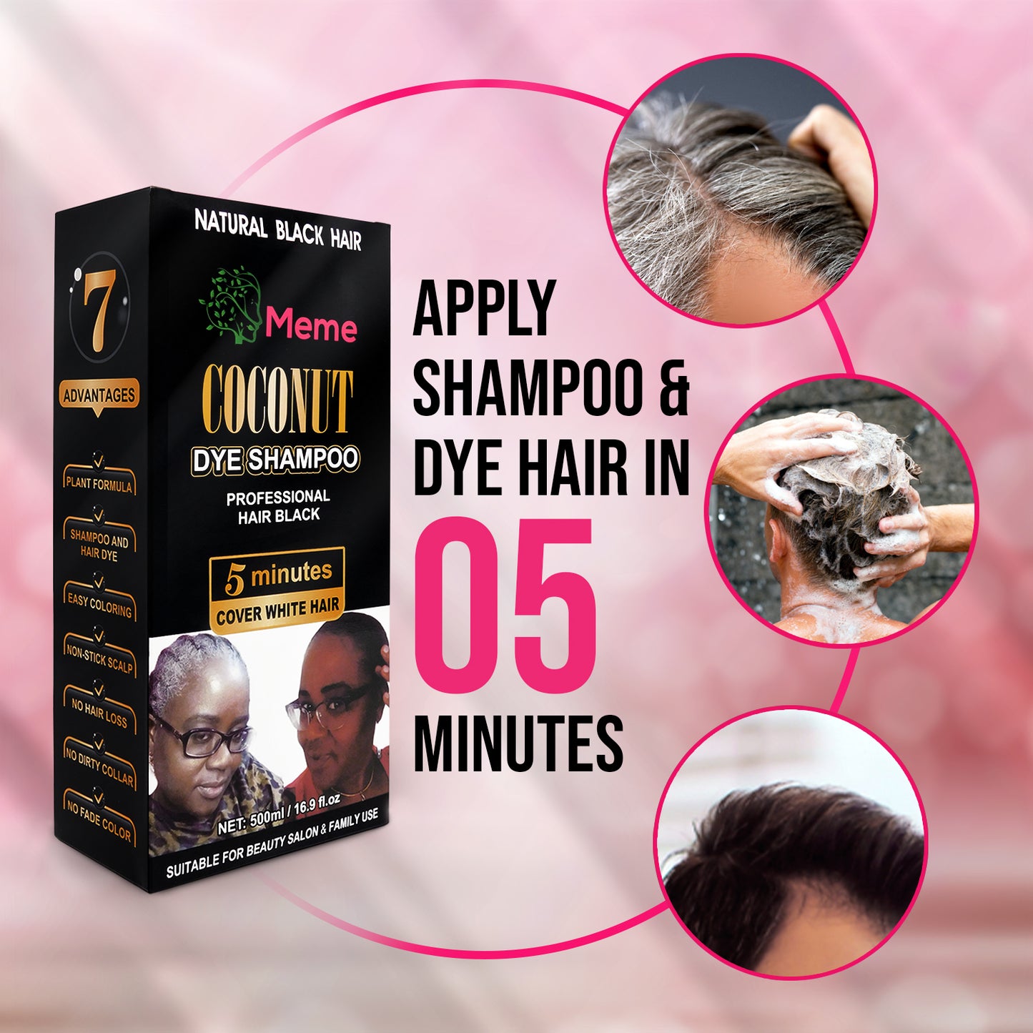 Wholesale Coconut Dye Shampoo (1 caisse/30 bottle Shampoo)