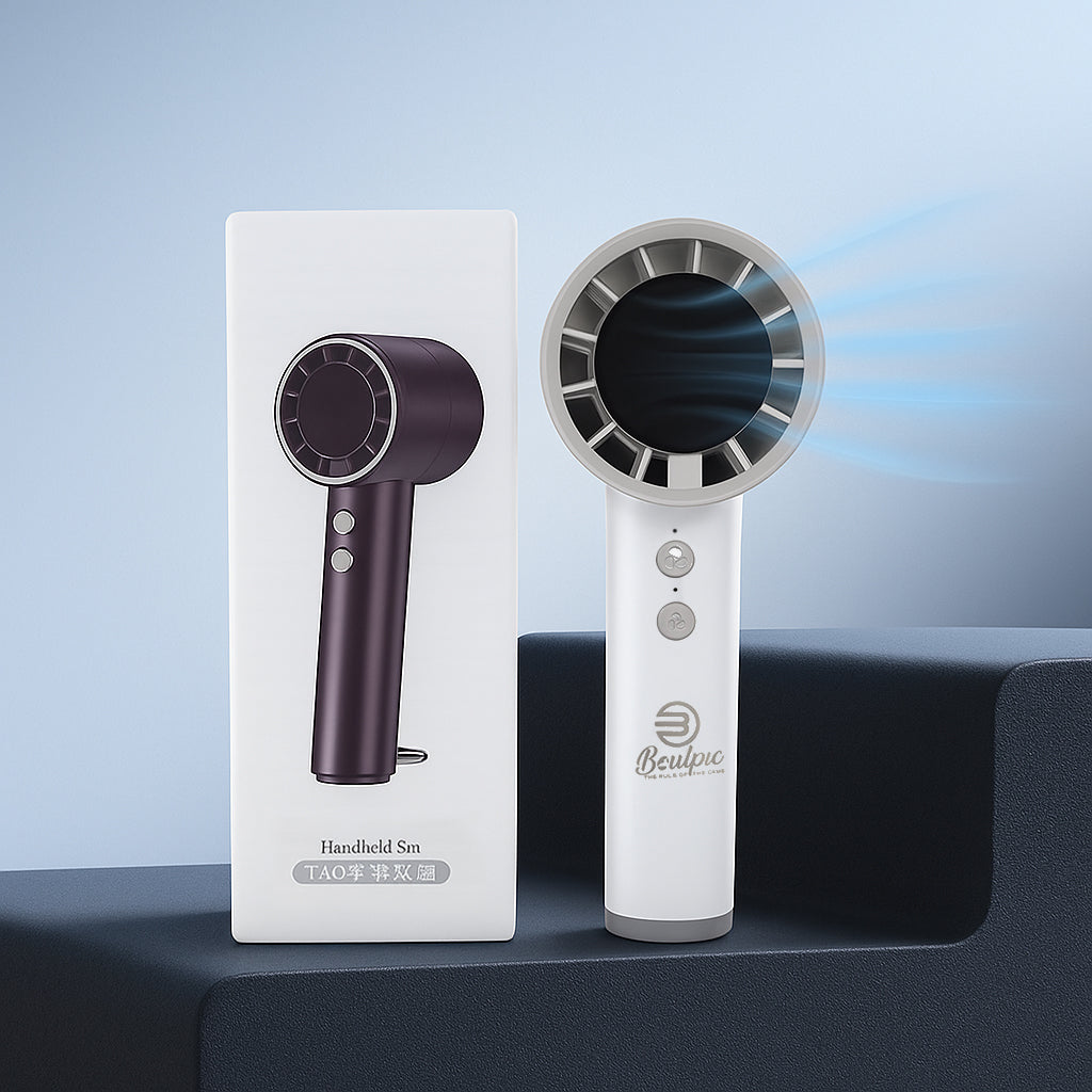 High Speed Handheld Fan Portable Mini Size, USB Rechargeable Travel Fan, 2000mAh Battery Powered Personal Cooling for Camping, Desk, and Outdoor Use.