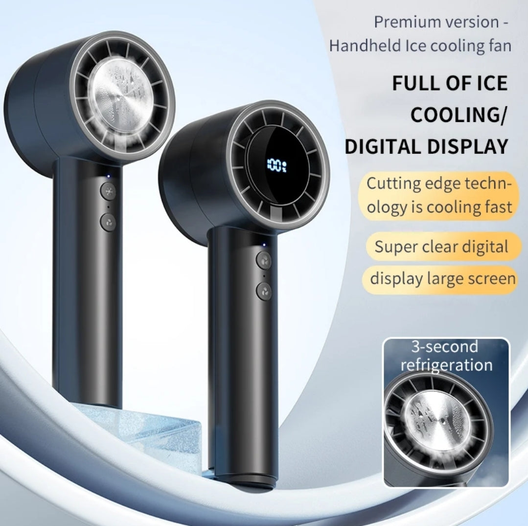 High Speed Handheld Fan Portable Mini Size, USB Rechargeable Travel Fan, 2000mAh Battery Powered Personal Cooling for Camping, Desk, and Outdoor Use.