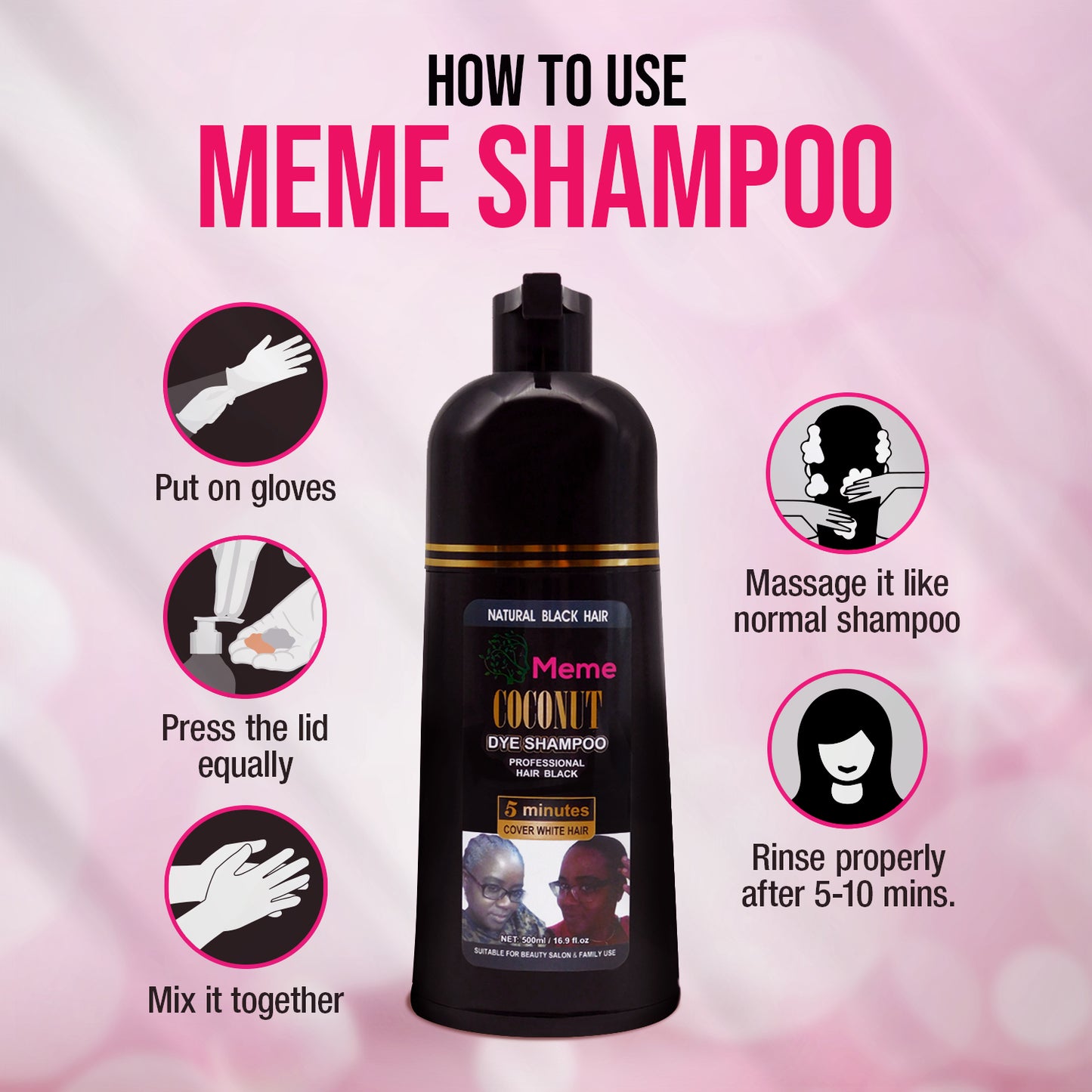 Wholesale Coconut Dye Shampoo (1 caisse/30 bottle Shampoo)