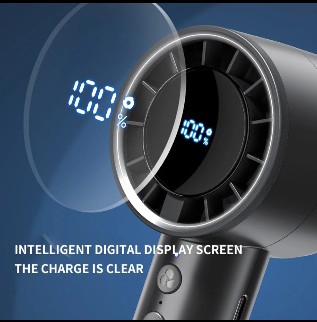 High Speed Handheld Fan Portable Mini Size, USB Rechargeable Travel Fan, 2000mAh Battery Powered Personal Cooling for Camping, Desk, and Outdoor Use.