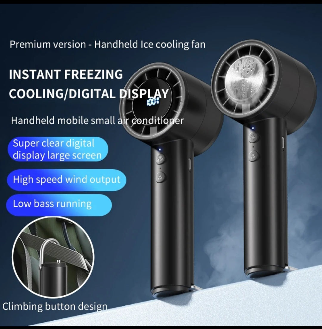 High Speed Handheld Fan Portable Mini Size, USB Rechargeable Travel Fan, 2000mAh Battery Powered Personal Cooling for Camping, Desk, and Outdoor Use.