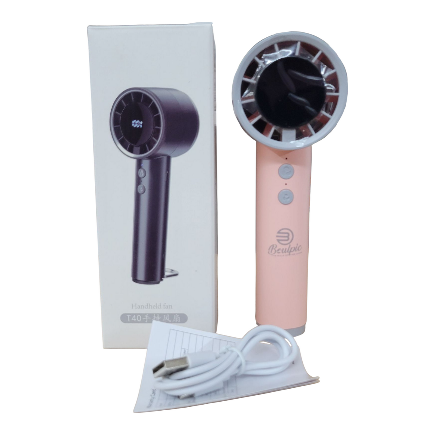 High Speed Handheld Fan Portable Mini Size, USB Rechargeable Travel Fan, 2000mAh Battery Powered Personal Cooling for Camping, Desk, and Outdoor Use.