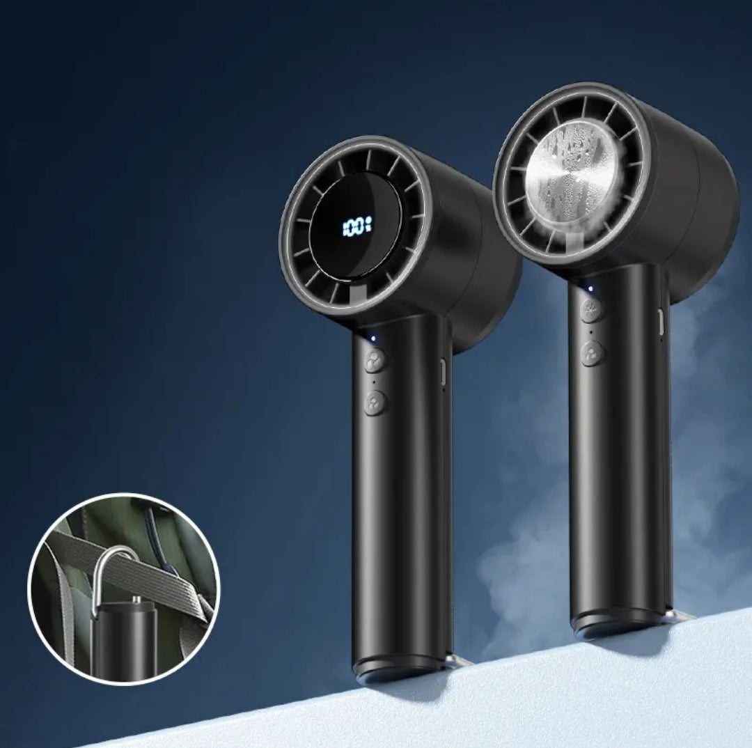 High Speed Handheld Fan Portable Mini Size, USB Rechargeable Travel Fan, 2000mAh Battery Powered Personal Cooling for Camping, Desk, and Outdoor Use.