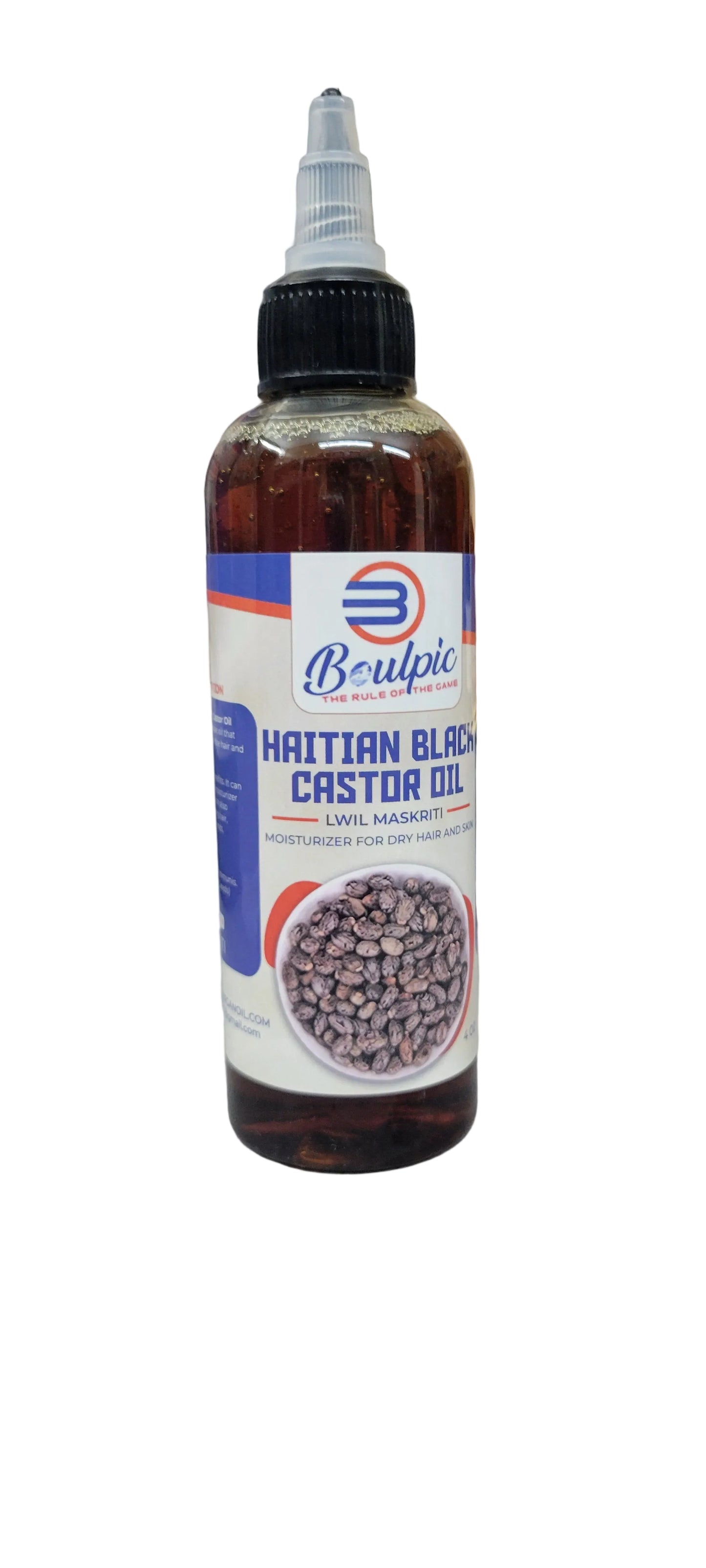 Haitian Black Castor Oil ( Lwil Maskriti) pure castor oil from Haiti. 

This is some benefits:
Help with hair growth, 
Stimulates circulation, allowing oxygen and nutrients to be delivered to the hair follicles
Can add shine to hair
Antioxidan