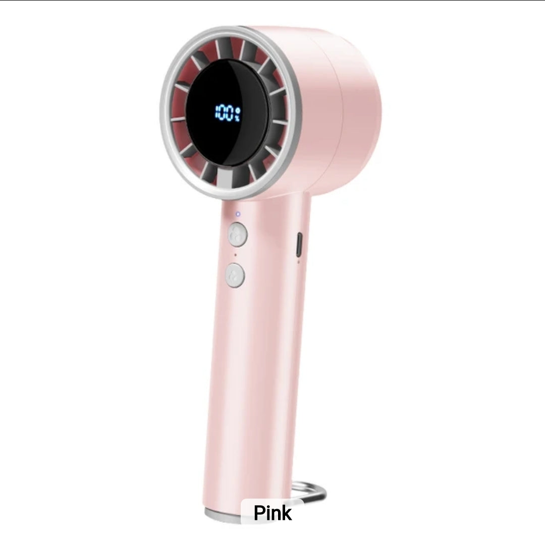 High Speed Handheld Fan Portable Mini Size, USB Rechargeable Travel Fan, 2000mAh Battery Powered Personal Cooling for Camping, Desk, and Outdoor Use.