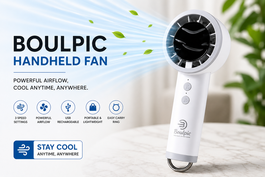 High Speed Handheld Fan Portable Mini Size, USB Rechargeable Travel Fan, 2000mAh Battery Powered Personal Cooling for Camping, Desk, and Outdoor Use.