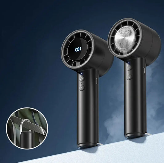 High Speed Handheld Fan Portable Mini Size, USB Rechargeable Travel Fan, 2000mAh Battery Powered Personal Cooling for Camping, Desk, and Outdoor Use.