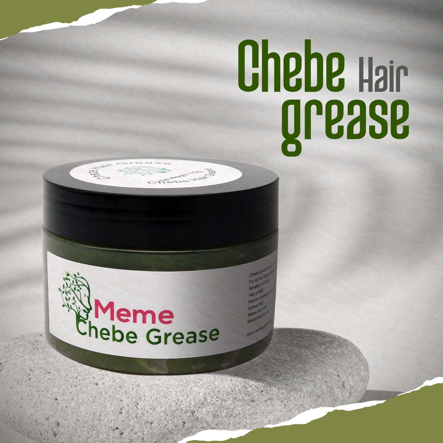 MEME Chebe Hair Grease for Hair Growth - 4 fl oz, Hair Pomade Hydrating Hair Mask for Curly Hair with Chebe Powder and Karkar Oil - Perfect for Hair Shine, Moisturizes Hair and Promote Hair Growth